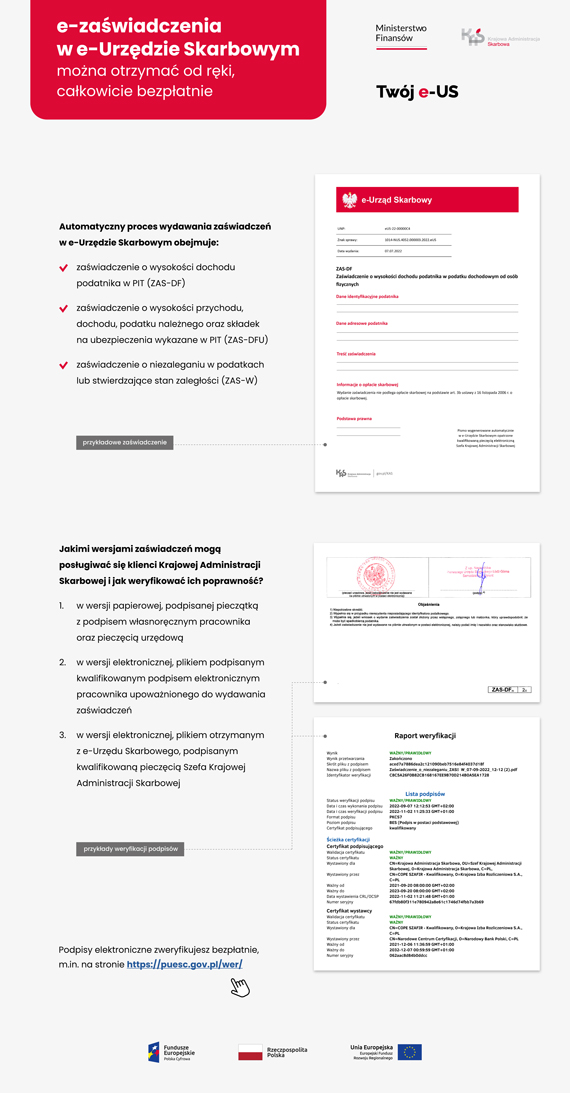 Zaświadczenie z e-Urzędu Skarbowego - plakat
