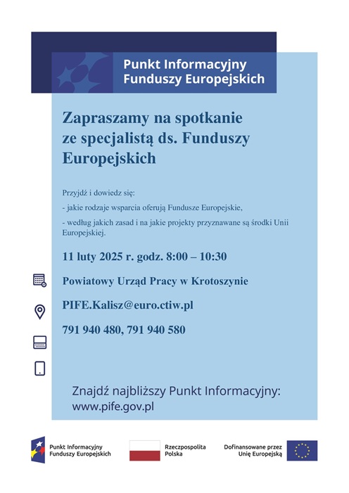 Zdjęcie artykułu Spotkanie ze specjalistą ds. Funduszy Europejskich