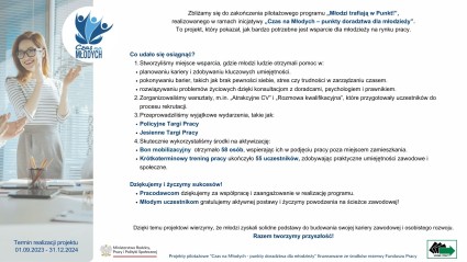 Zdjęcie artykułu Młodzi trafiają w Punkt - zakończenie projektu pilotażowego